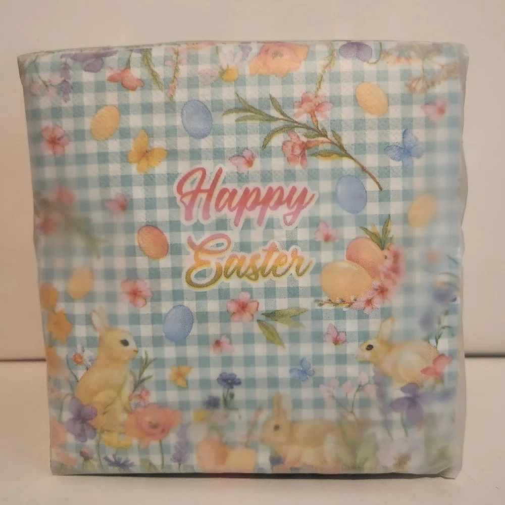 Brand New 200 Pieces Happy Easter Napkins 2 Prints
